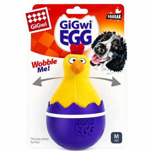 Курча-неваляшка з пискавкою GiGwi Basic, текстиль, гума, 14 см