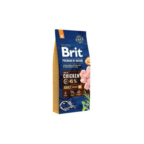 Корм сухий Brit Premium Dog Adult M для дорослих собак середніх порід вагою 10-25 кг з куркою 15 кг