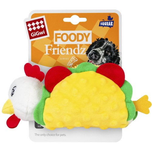 Іграшка для собак Курячий Тако з пищалкою GiGwi Foody Friends, текстиль, плюш, 26 см