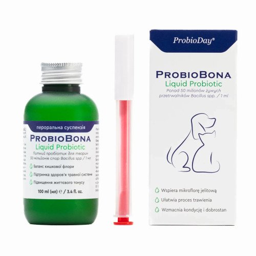Рідкий питний пробіотик для собак, котів, птахів та бджіл ProbioBona, 100 мл